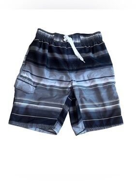 Kanu Surf Gray and black striped Swim Trunks size medium